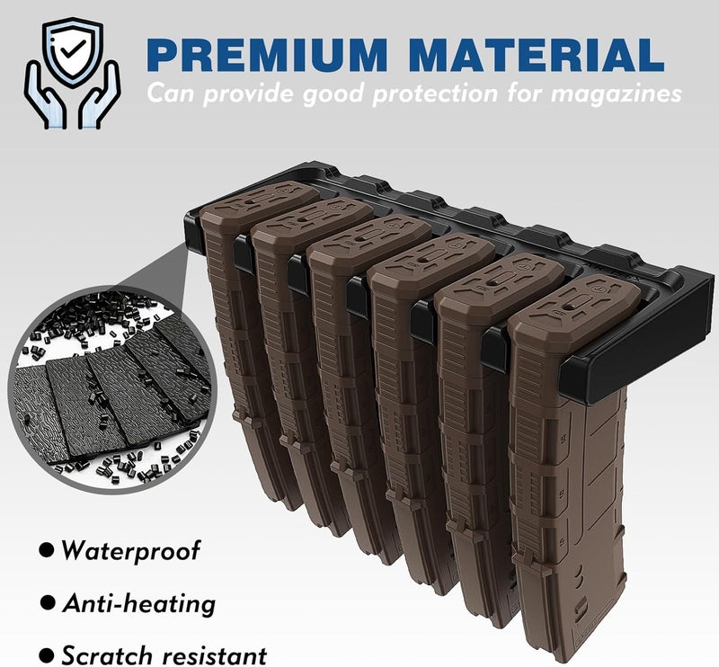 DINGDOON ABS Magazine Holder, Ar Magazine Holder for Gun Safe, Mag Storage Rack for Pmag, Glock, Amend 2, Hexmags, Mftmags, Magpulmag - Image 5